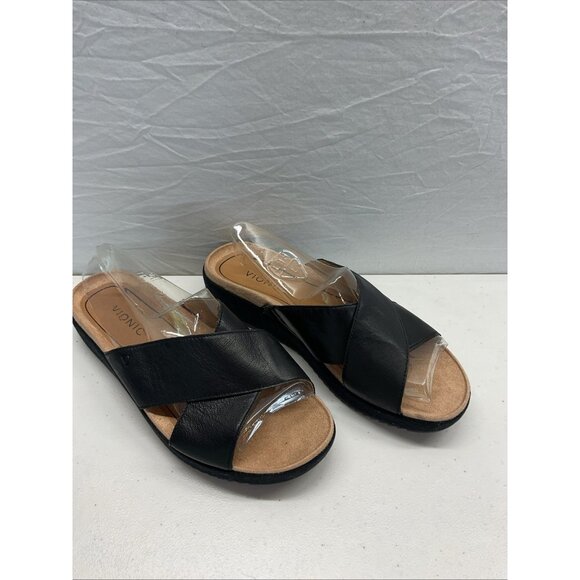 Vionic Black Leather Sandals - Picture 1 of 9
